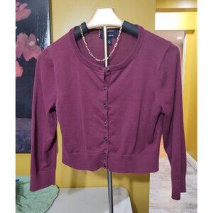 Lands' End Cropped Supima Cotton Button Up Cardigan S Classic Twee Professional